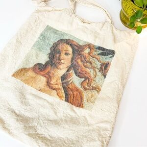 Renaissance Art Print Canvas Tote Bag Cream
